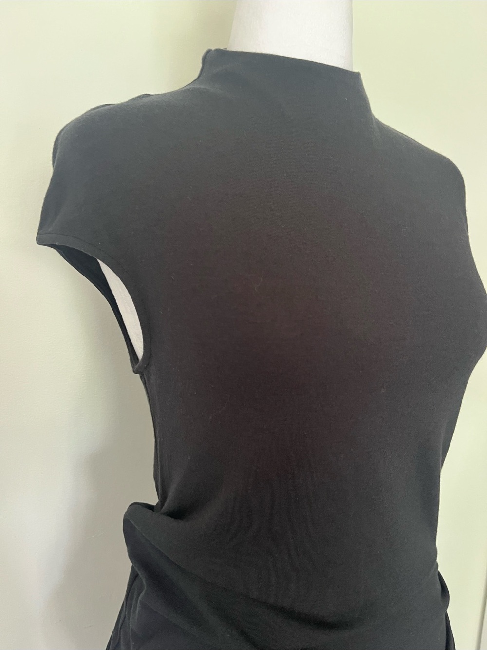 Helmut Lang Black Midi Sheath Dress with Side Drape - Picture 2 of 6